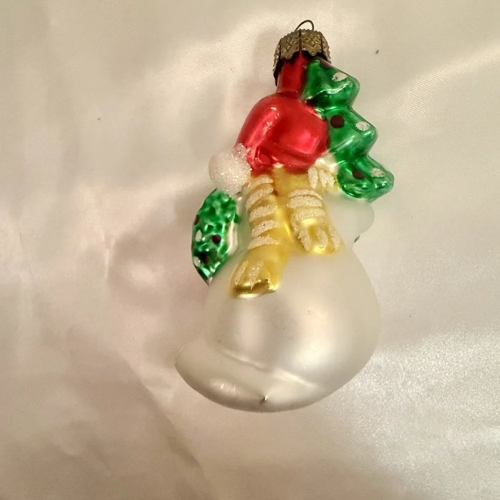 Vintage inge Glass Christmas Ornament Frosty The‎ Snow Man OWC Colorful